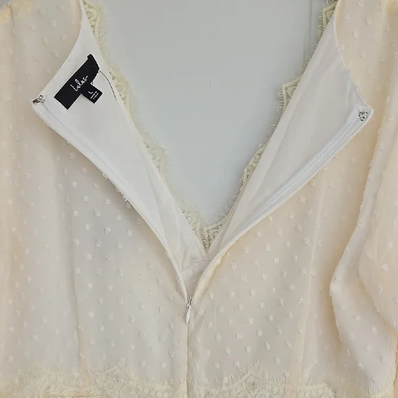 Wistful Moment Ivory Swiss Dot Long Sleeve Dress Size L - Picture 15 of 16